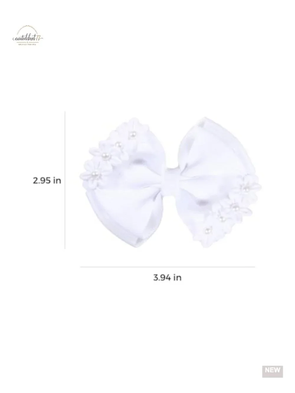 Handmade Pearl Flower Hair Bows with Alligator Clips - 2 Pack